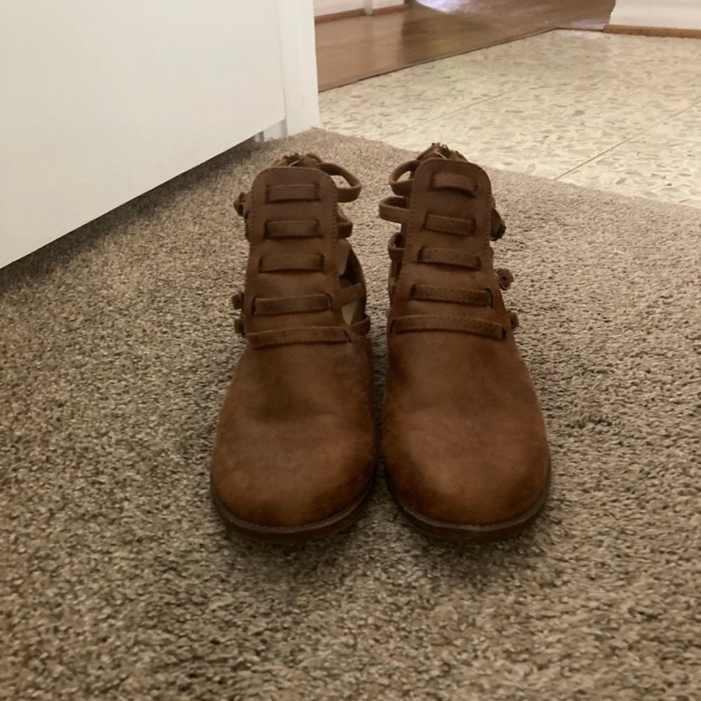 Women's Brown Strappy Booties - Picture 3 of 6